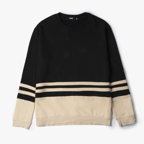 Regular Striped Ribbed Sweatshirt AS002 Brown