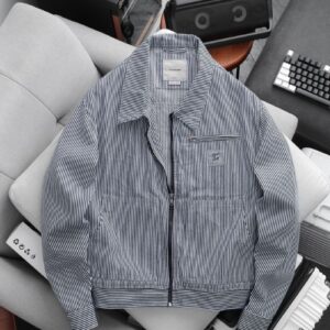 ICONDENIM Striped Utility Denim Jacket for Men